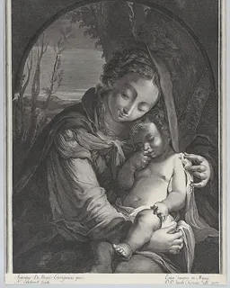 Virgin with the sleeping Christ child by Nicolas Etienne Edelinck