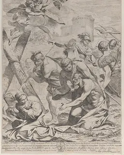 Saint Andrew praying before a crucifix by Francesco Giovane