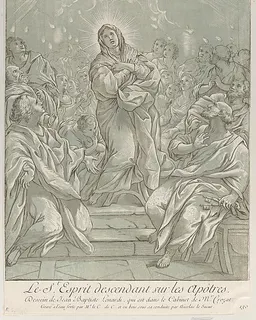 The Pentecost, with the Virgin standing at center, the Holy Spirit above, and Apostles on both sides by Anne Claude Philippe de Tubières, comte de Caylus