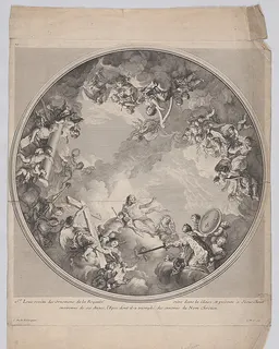Saint Louis presenting his sword to Christ, after a ceiling design by Charles Nicolas Cochin II