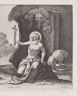 Saint Jerome holding a crucifix by Coryn Boel