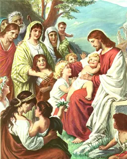 Christ Blessing the Children (Lasset die Kindlein) by Bernhard Plockhorst