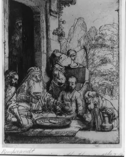 Abraham Entertaining the Three Angels by Rembrandt van Rijn