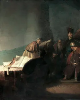 Judas Returning the Thirty Pieces of Silver by Rembrandt van Rijn