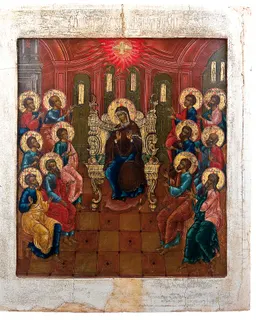 The Descent of the Holy Spirit (Russian icon, 18th c.) by Anonymous (Russian icon tradition)