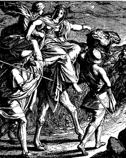 Rebekah Beholds Isaac from Afar by Julius Schnorr von Carolsfeld