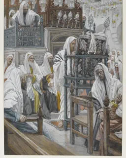 Jesus Unrolls the Book in the Synagogue by James Tissot