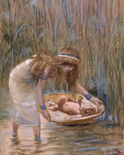 Moses Laid Amid the Flags by James Tissot