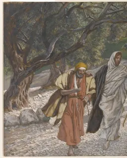 The Pilgrims of Emmaus on the Road by James Tissot