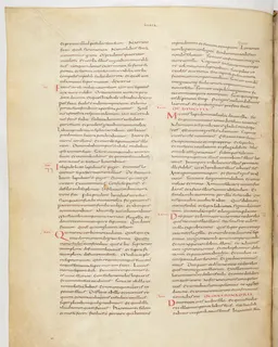 Vivian Bible, Isaiah 46 (folio 520) by Master C. (Vivian Bible illuminator)