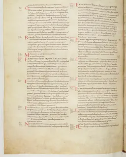 Vivian Bible, Mark 12 (folio 694) by Master C. (Vivian Bible illuminator)